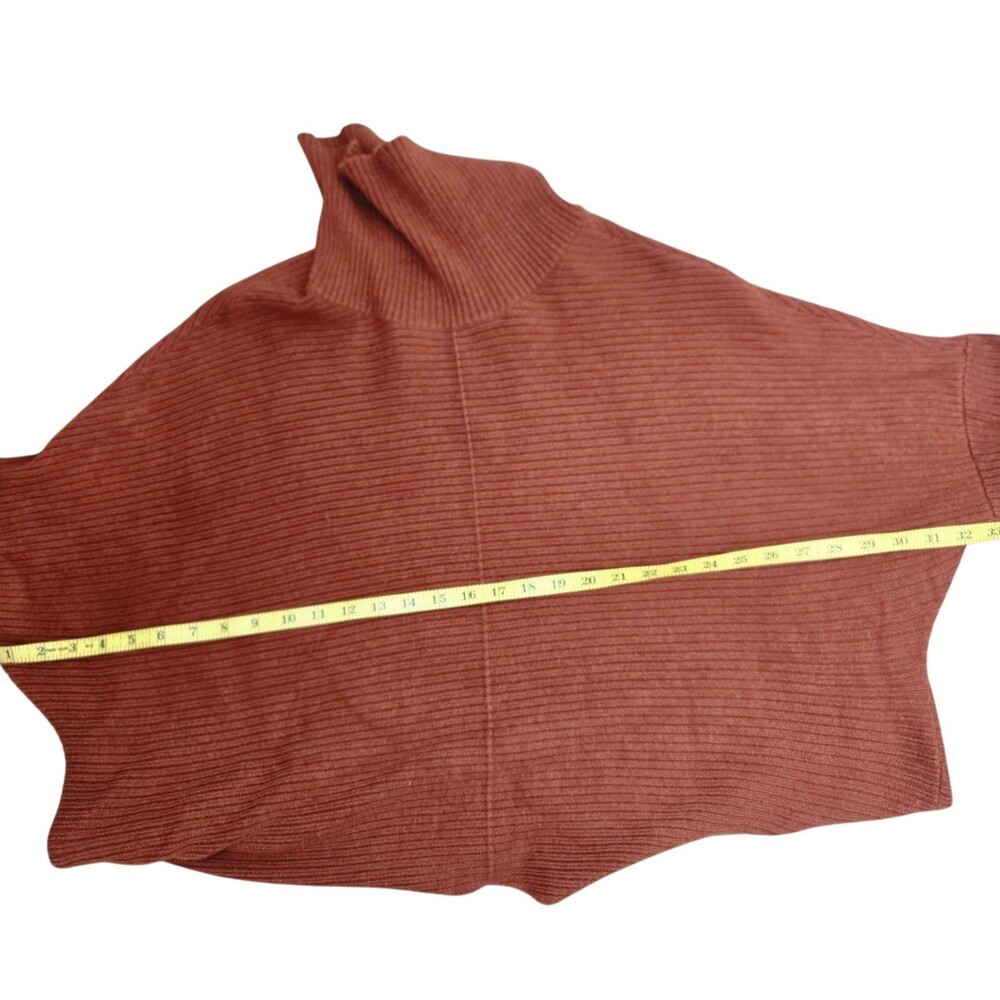 Cyrus Womens Sweater XL Rust Brown Cowl Neck Ribbed High Low Tunic Oversized - Picture 7 of 7